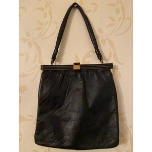 Jane Shilton Black Leather Vintage Handbag